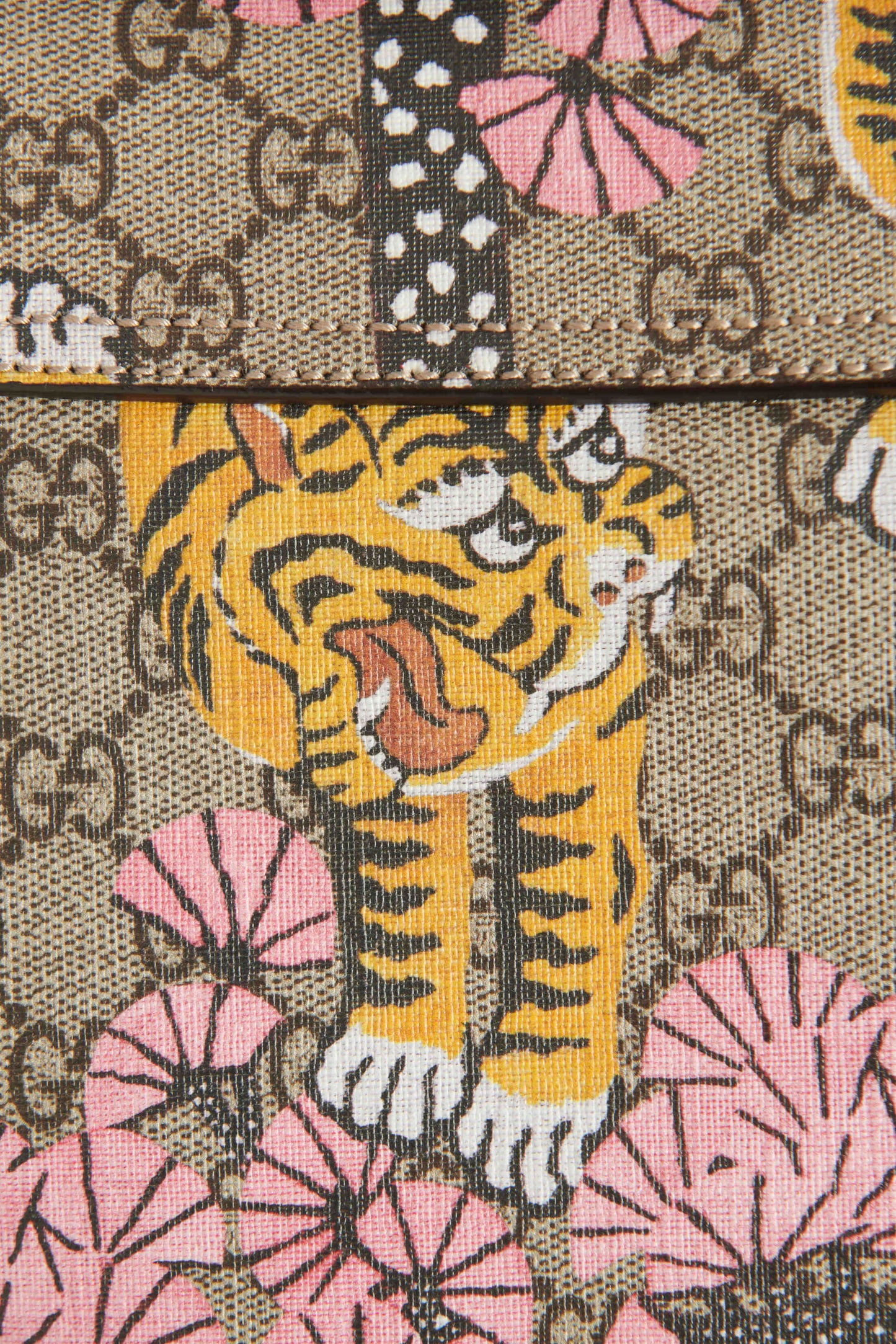 Brown Canvas Preowned GG Supreme Bengal Tiger Padlock Web Messenger Bag
