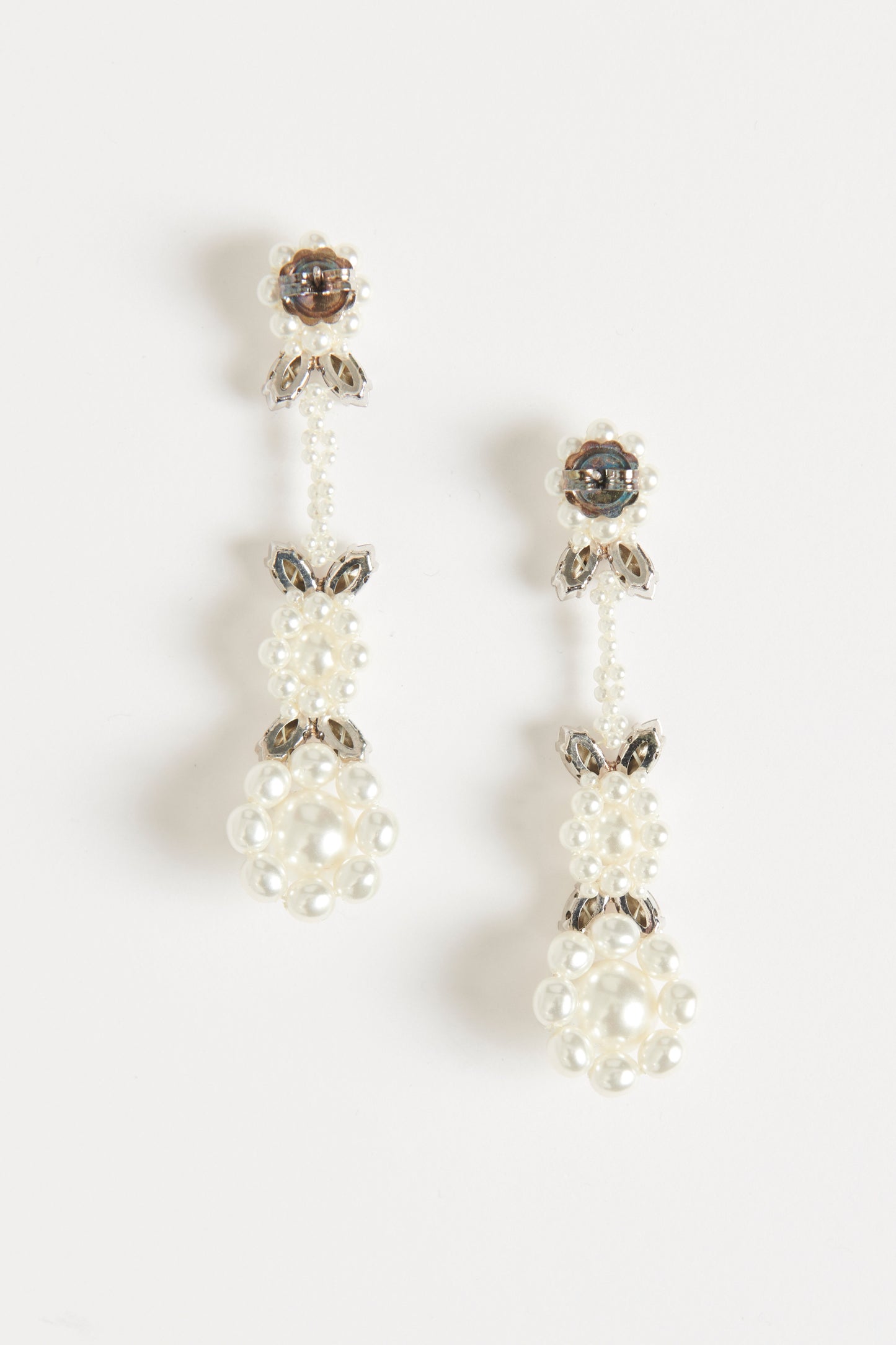 White Faux-Pearl Preowned Victorian Drop Earrings