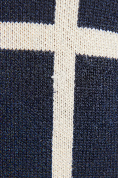 2012 Navy Wool Blend Preowned Unisex Geo Chunky Knit Jumper