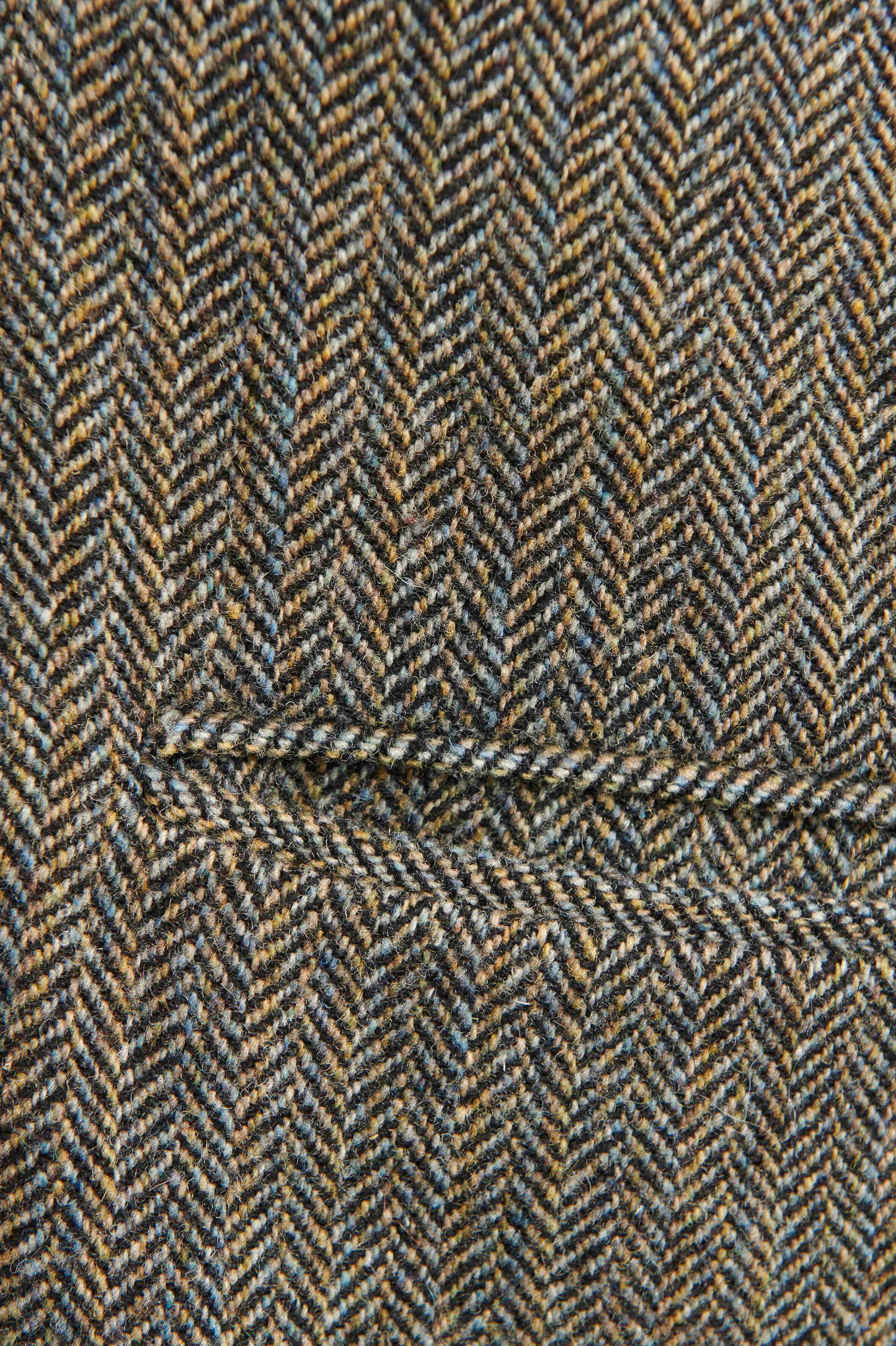Brown Single Breasted Wool Blend Herringbone Coat