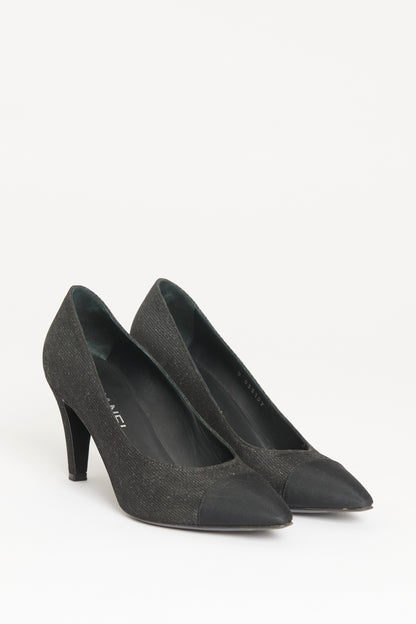 Black Glitter Preowned Pointed Toe Pumps