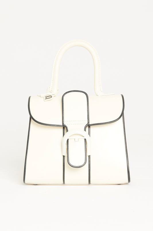 2016 White Leather Preowned Brillant Mini Illusion Tophandle Bag
