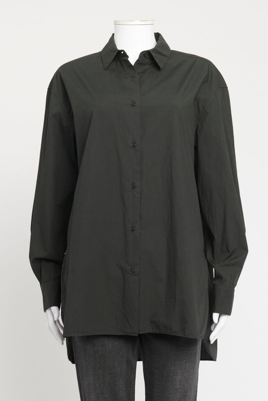Black Cotton Poplin Preowned Long Sleeved Yorke Shirt