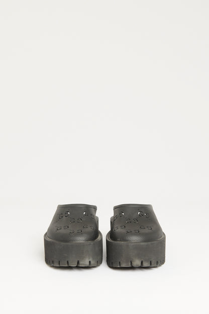 Black Rubber Preowned Elea Perforated "G" Mules