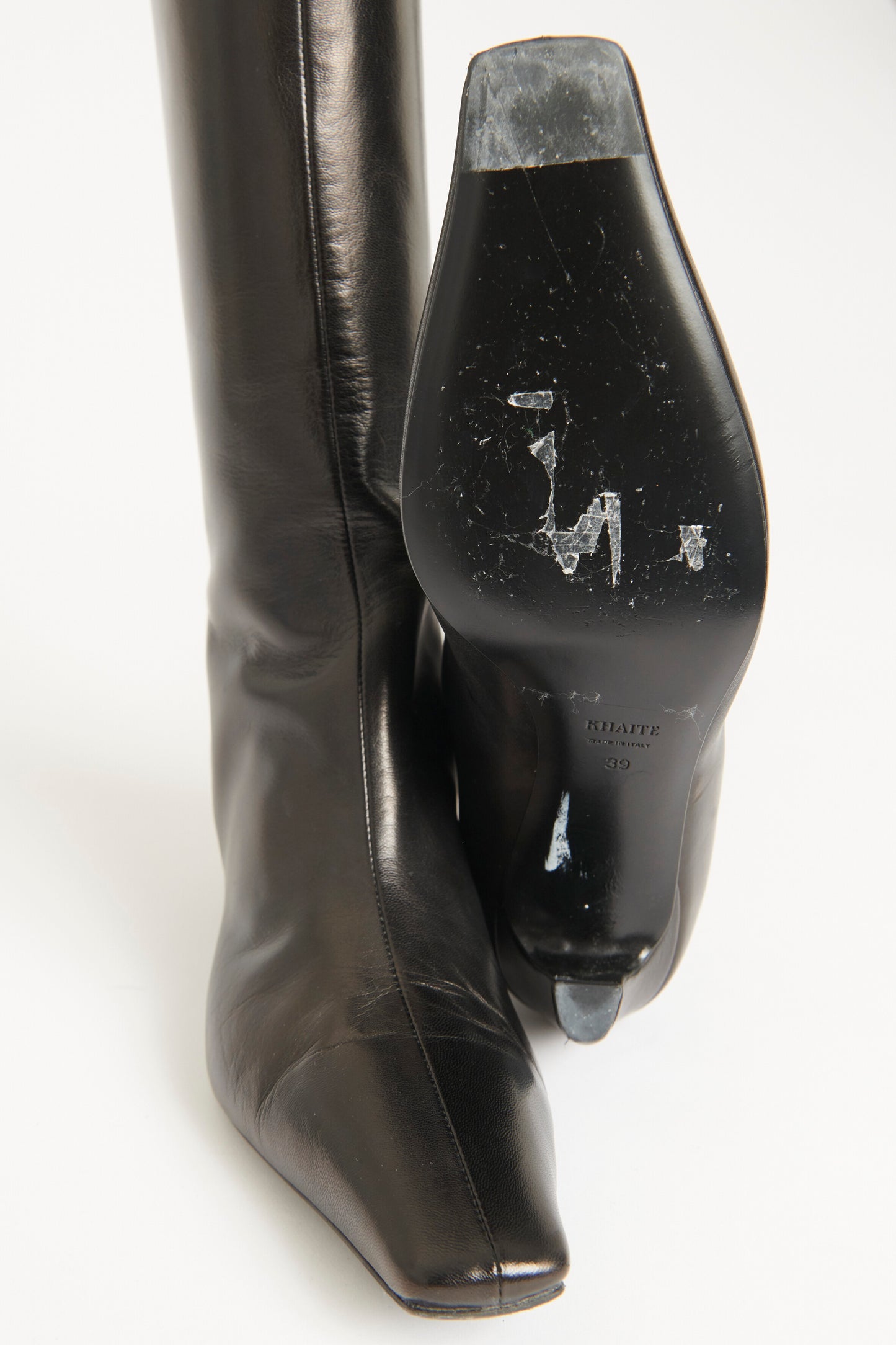 Black Leather Davis Preowned Boots