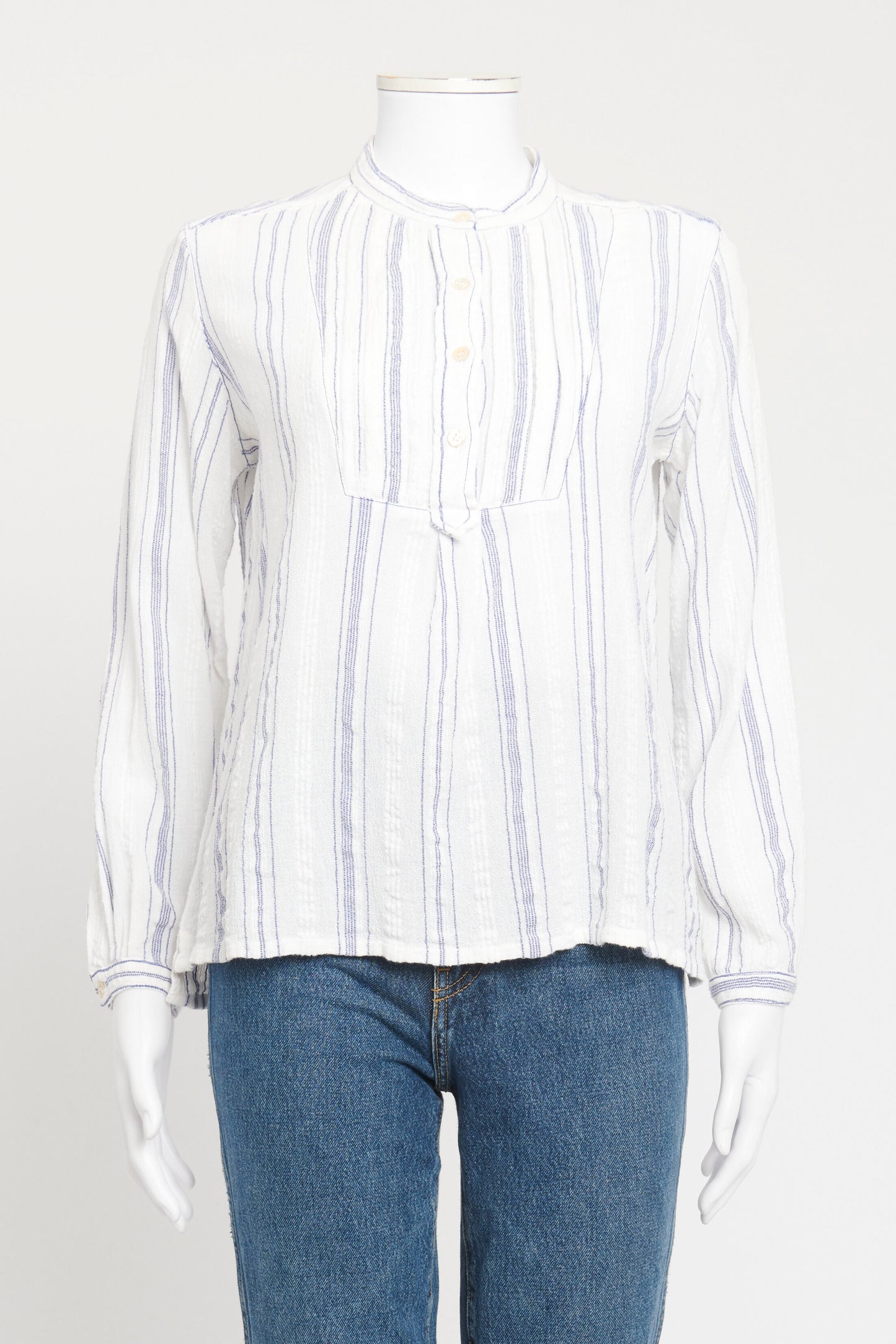 White Cotton Preowned Long Sleeved Blouse