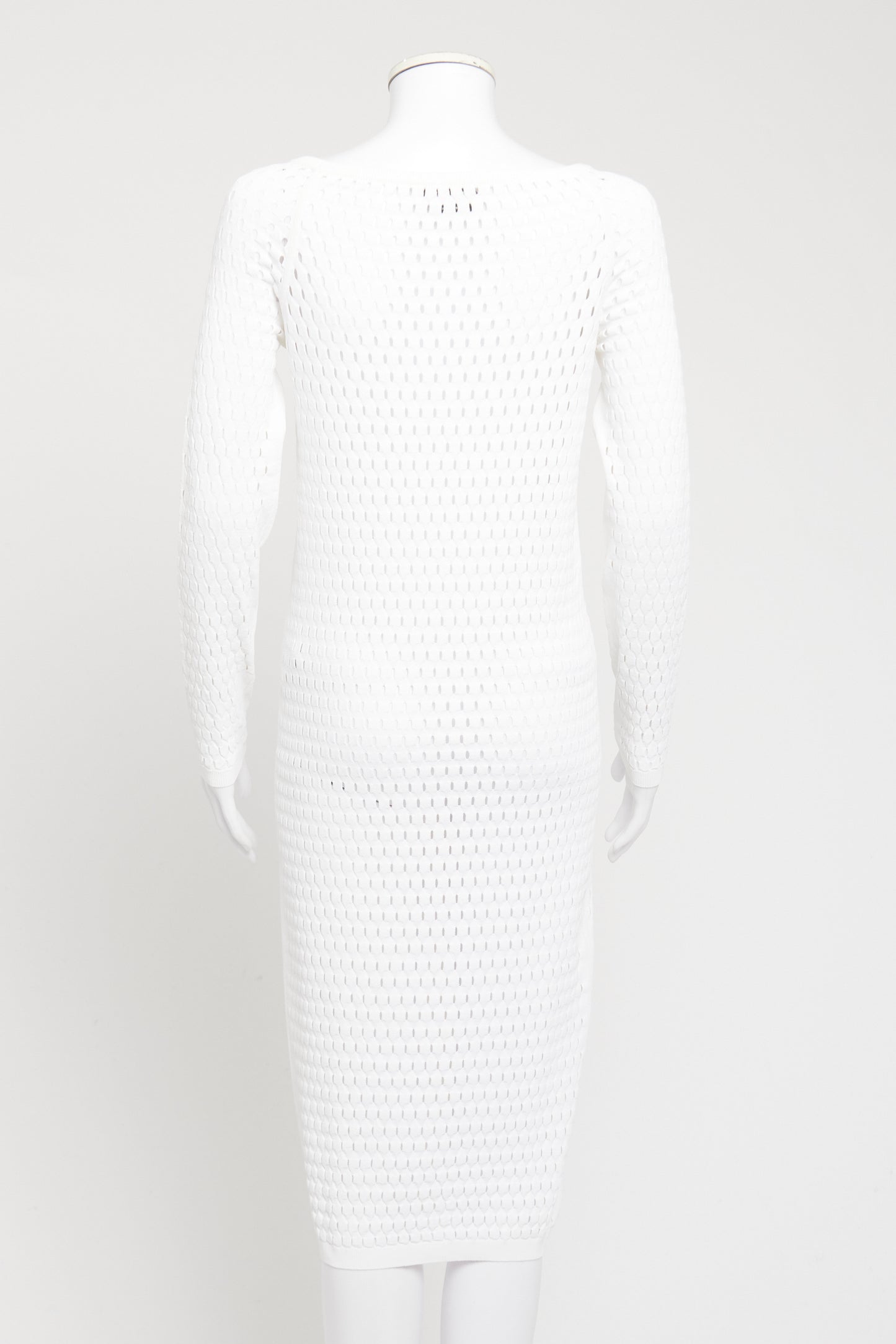 White Viscose Blend Preowned Cut-Out Midi dress