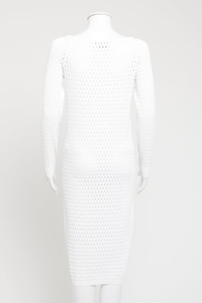 White Viscose Blend Preowned Cut-Out Midi dress