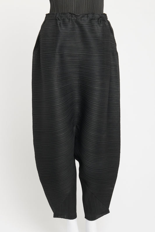 Black Polyester Preowned Dropped Crotch Culottes