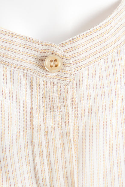 Beige Cotton Preowned Striped grandad Shirt