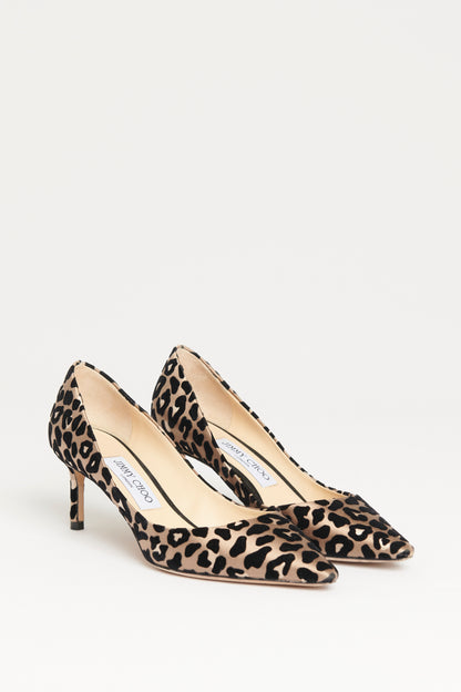 Brown Chai Mix Satin Preowned Leopard Romy 60 Pumps