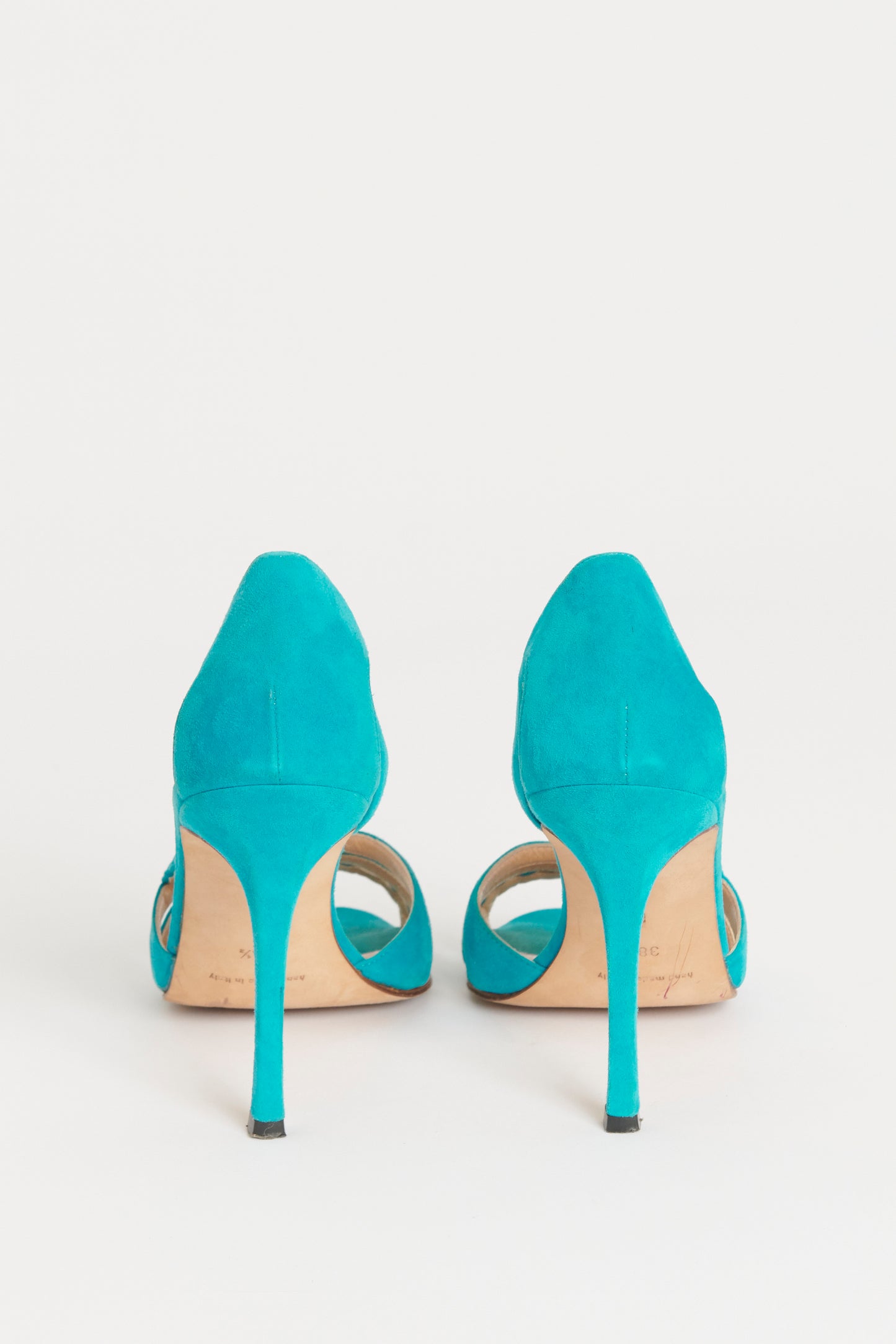 Turquoise Suede Braided Preowned Slingback Pumps