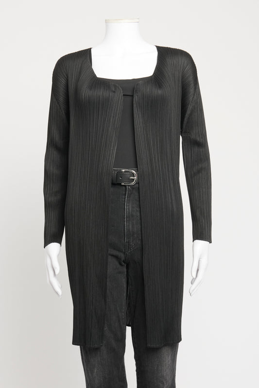 Black Polyester Preowned Long Sleeved Cardigan