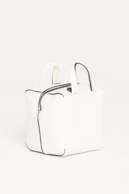 White Calfskin Preowned Mini Cubo Crossbody Bag