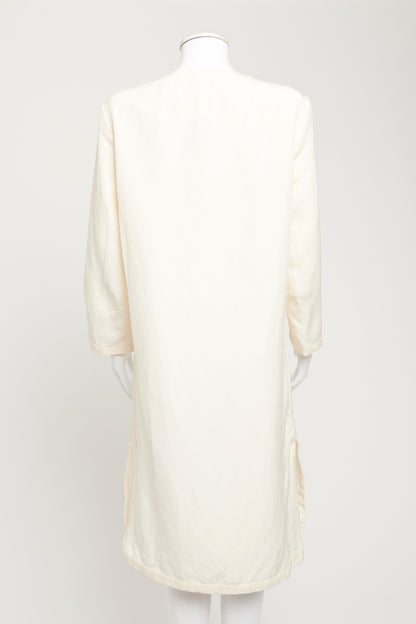 Cream Silk and Linen Blend Preowned Tunic Dress