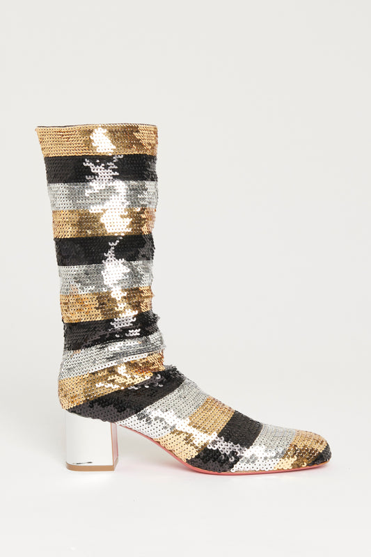 Anitapall Sequin Preowned Sock Boots
