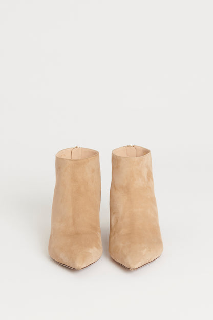 Sand Suede Preowned Pointed Toe Ankle Boots