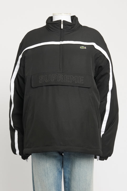 Supreme x Lacoste Black Puffy Half Zip Preowned Pullover