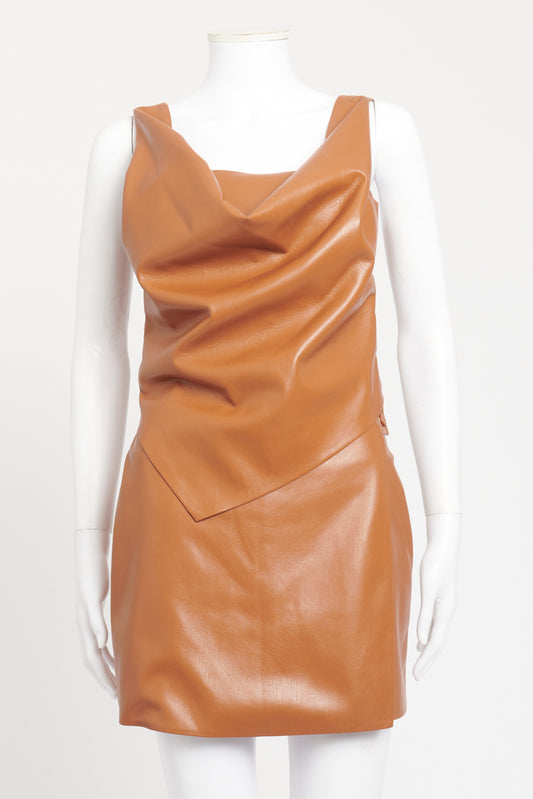 Brown Faux Leather Preowned Petra Top