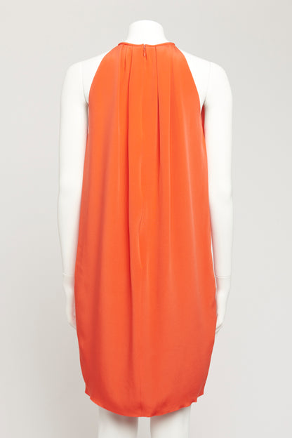 2011 Phoebe Orange Silk Preowned Pleated Mini Dress