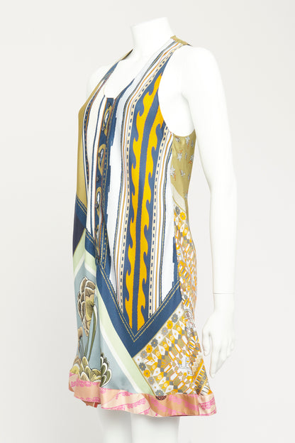 2019 Multicoloured Silk Twill Patchwork Preowned Mini Dress
