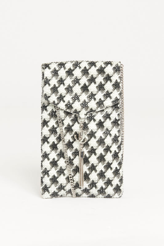 2021 Monochrome Houndstooth Preowned Crystal Embellished Phone Case