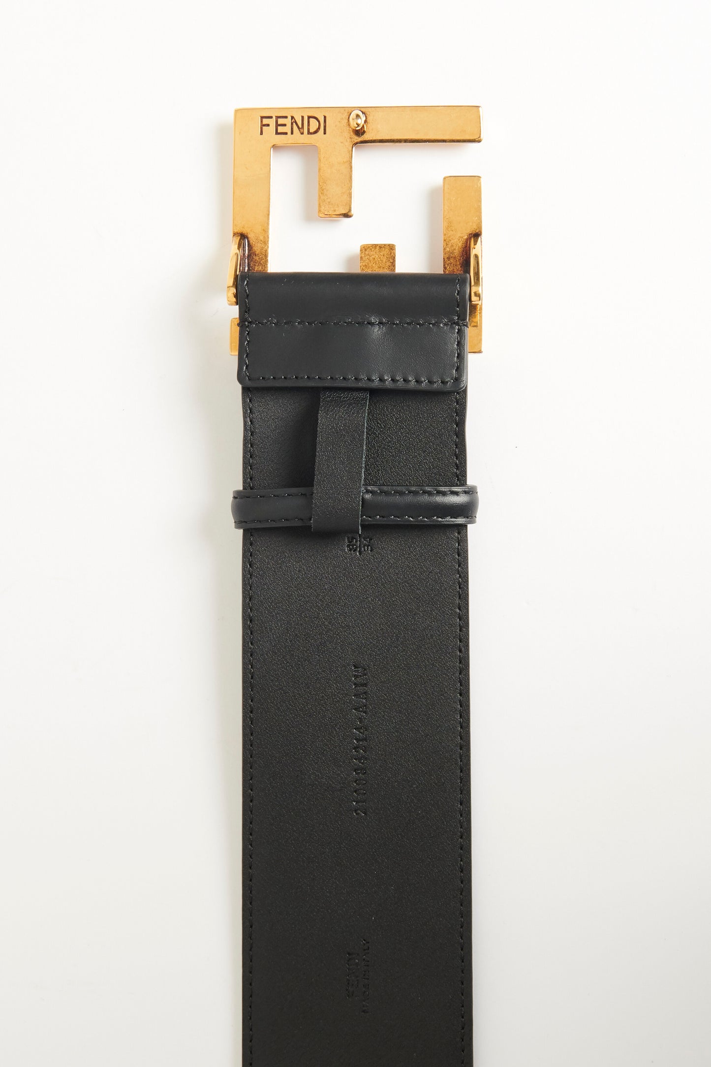 Black Leather Preowned FF Large Belt