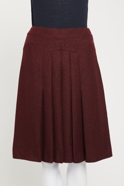 2001 Burgundy Wool Blend Preowned A-Line Skirt