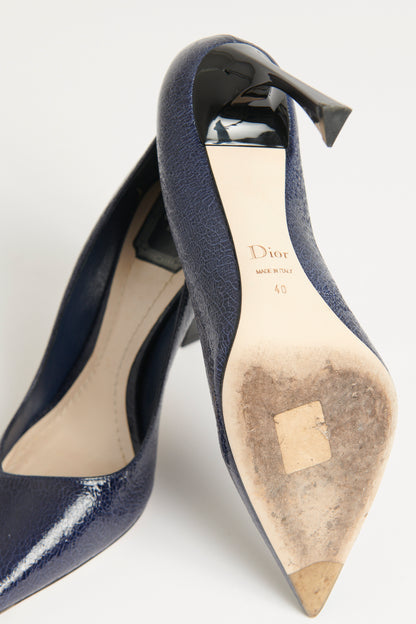 2013 Blue Cracked Patent Leather Preowned Songe Pumps