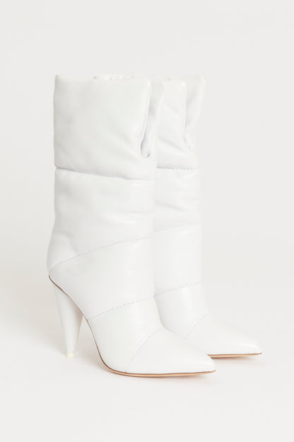 2018 White Leather Preowned Sara 100 Pointed Boots