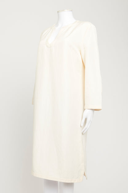 Cream Silk and Linen Blend Preowned Tunic Dress