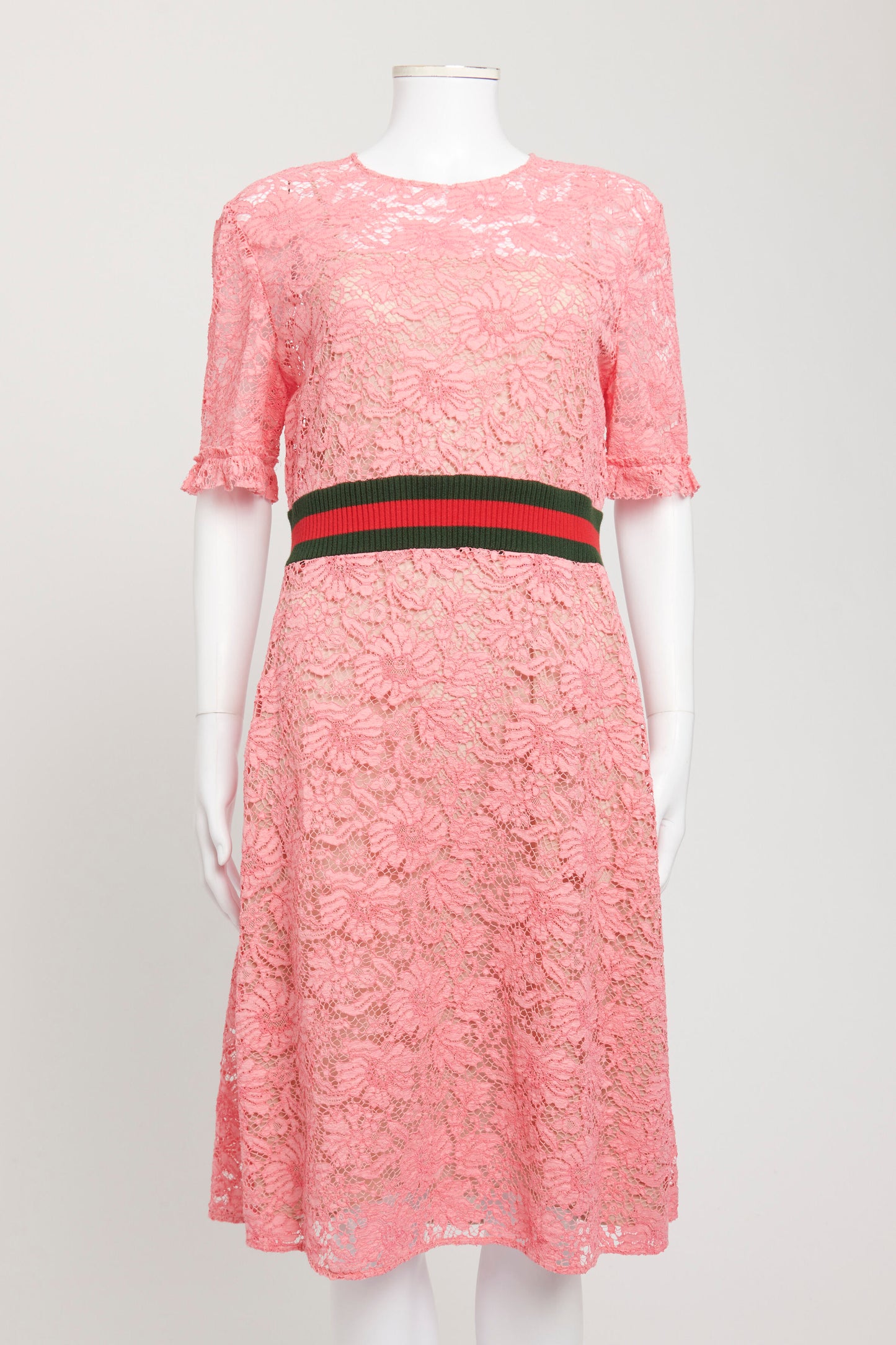 Pink Lace Preowned Zip-Up Knee Length Dress