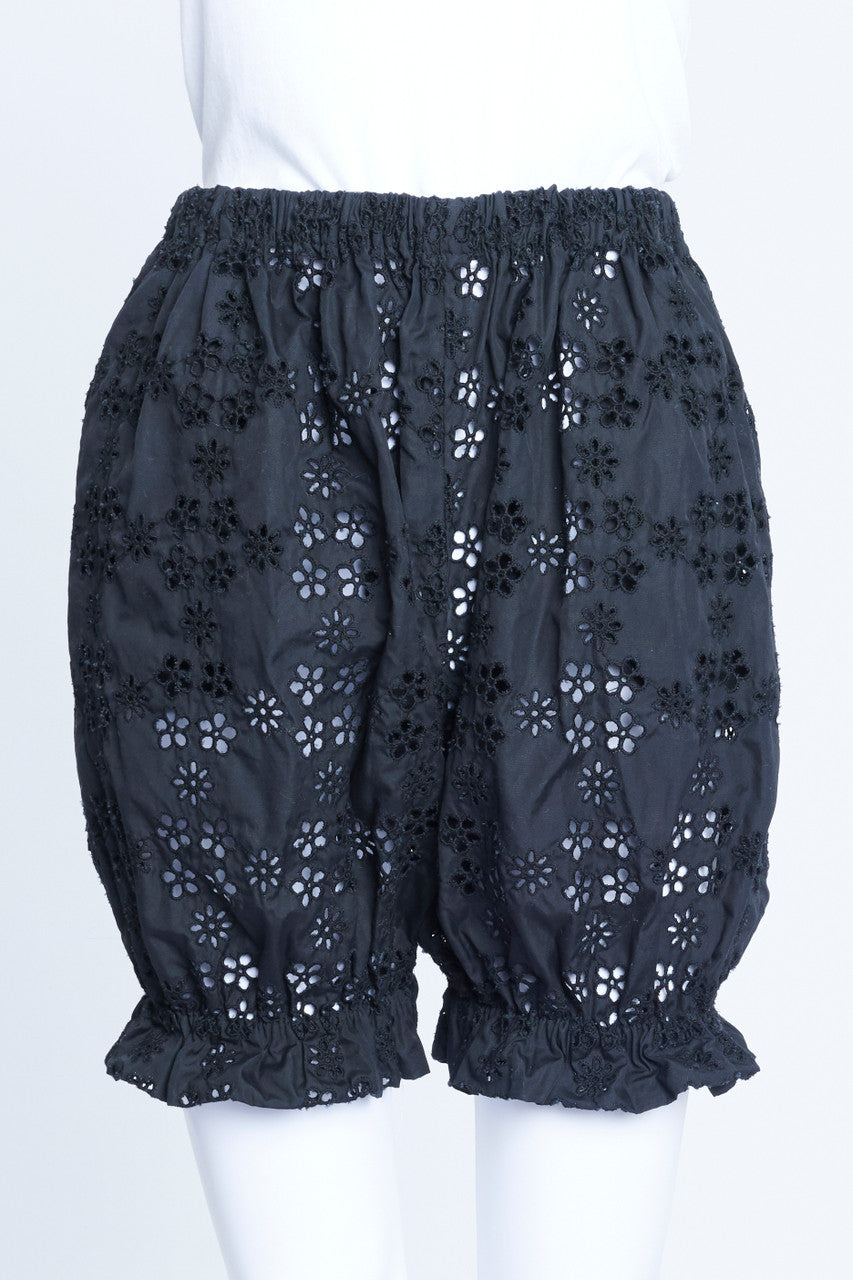 Black Cotton Broderie Anglaise Bloomer Shorts