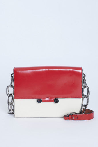 Red And Cream Leather Caddy Preowned Shoulder Bag