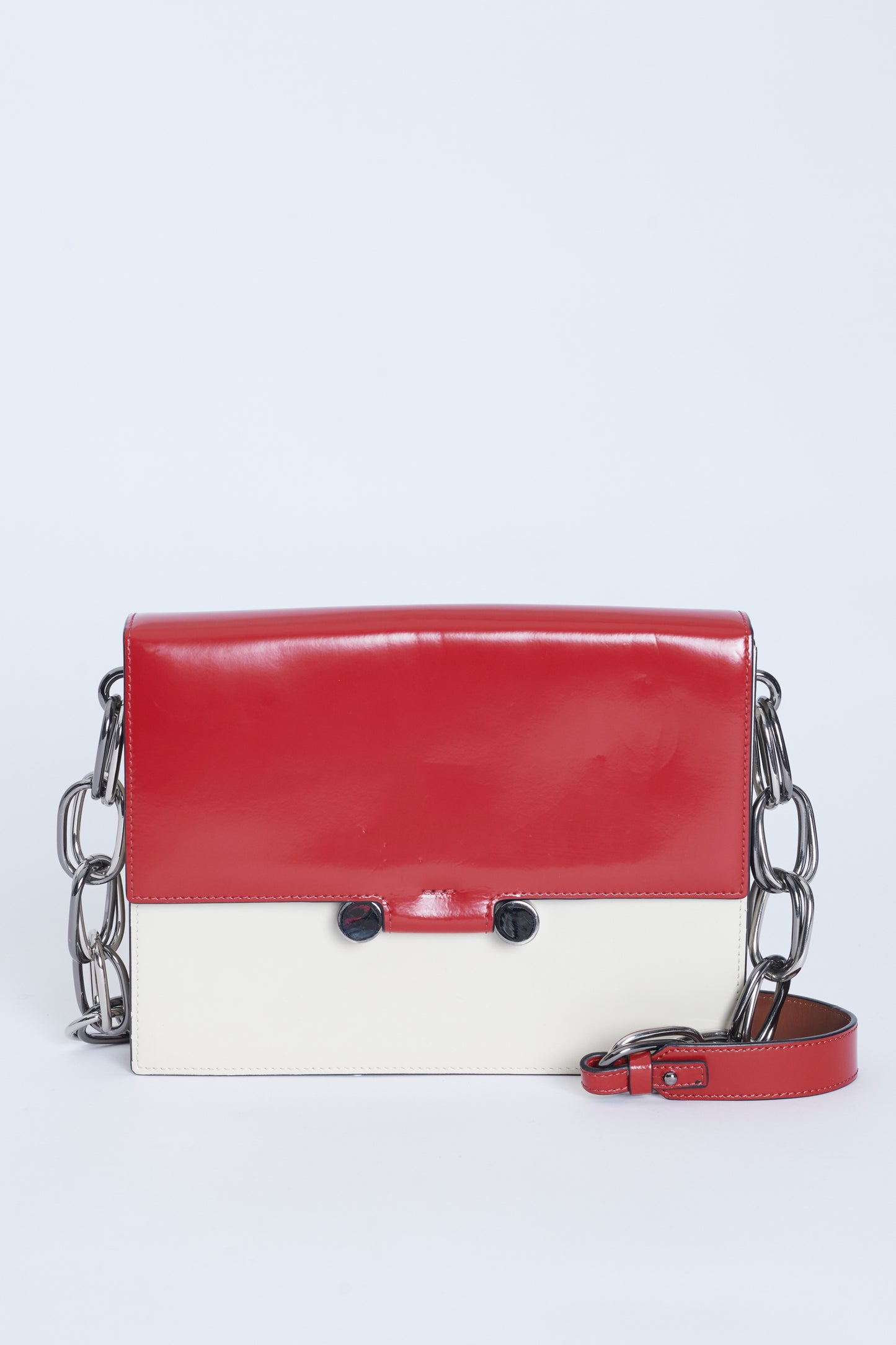 Red And Cream Leather Caddy Preowned Shoulder Bag