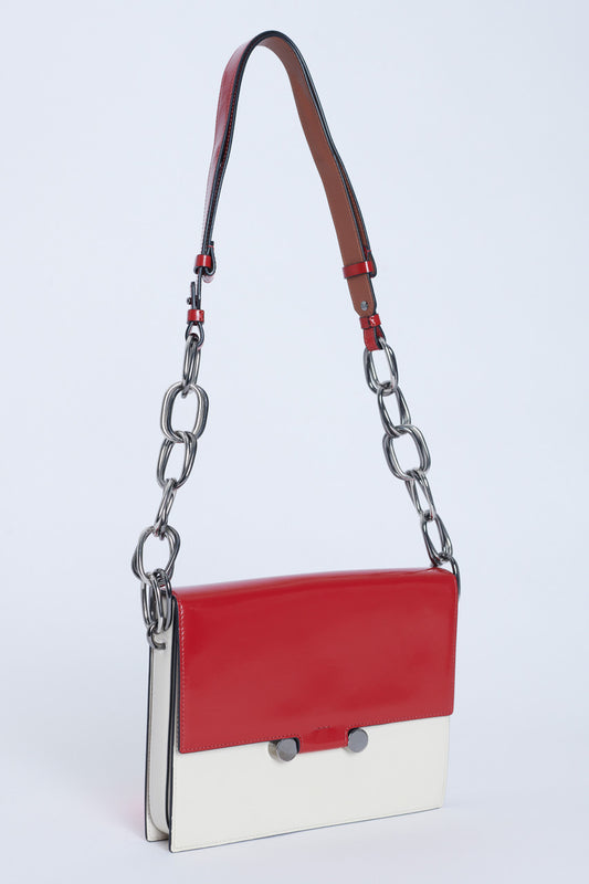 Red And Cream Leather Caddy Preowned Shoulder Bag