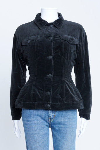 Black Velvet Waisted Jacket