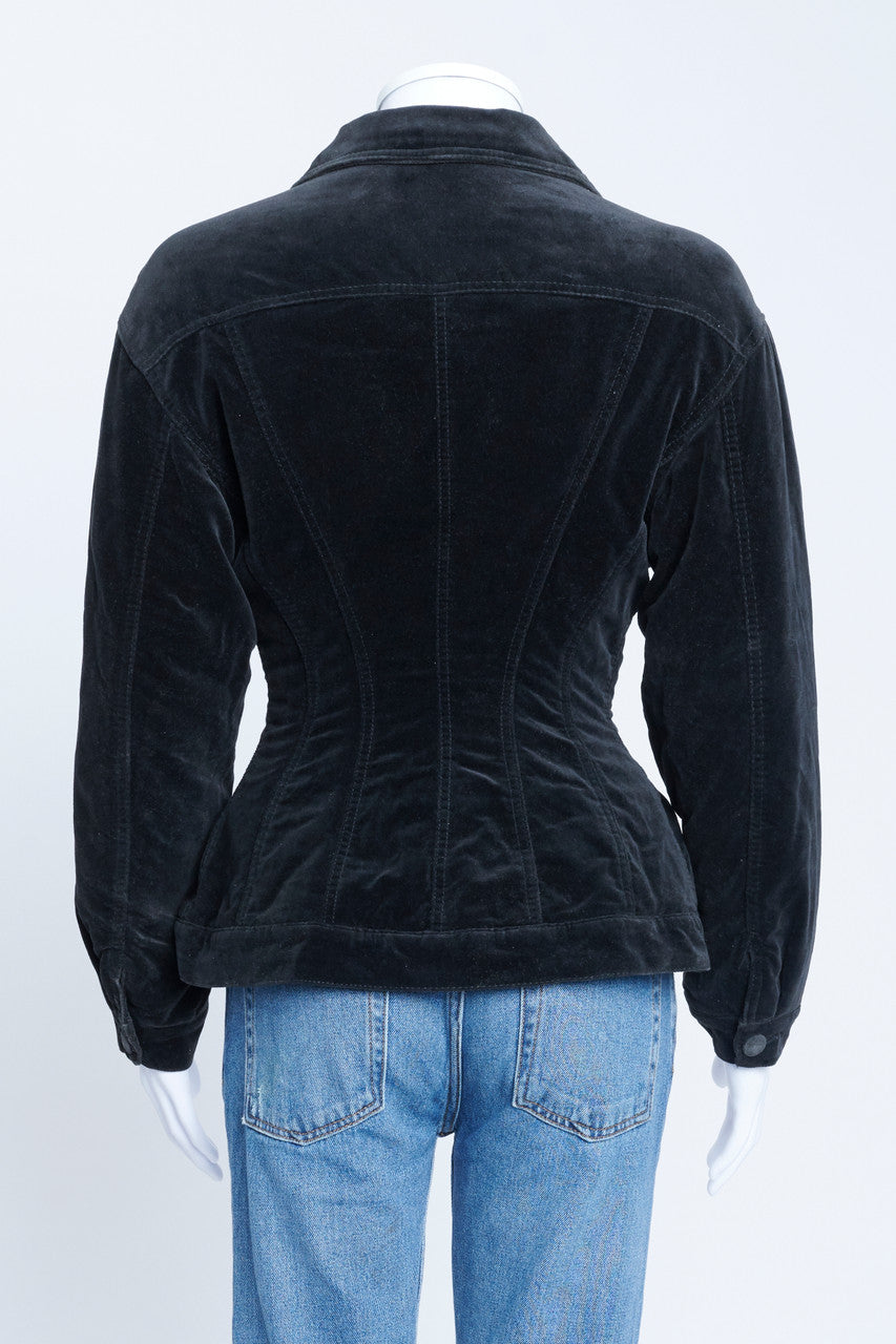 Black Velvet Waisted Jacket