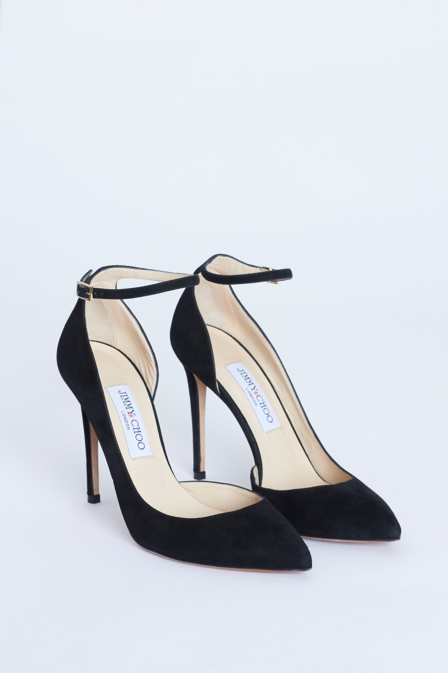 Black Suede Lucy 100 Pointed Toe Preowned Pumps