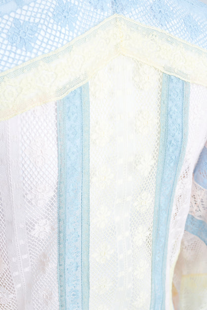 Pastel Sheer Lace Maxi Dress With Victorian Sleeves