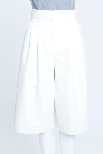 White Vegan Leather High Waisted Culotte Shorts