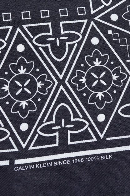 Black Silk Bandana Print Neck Scarf