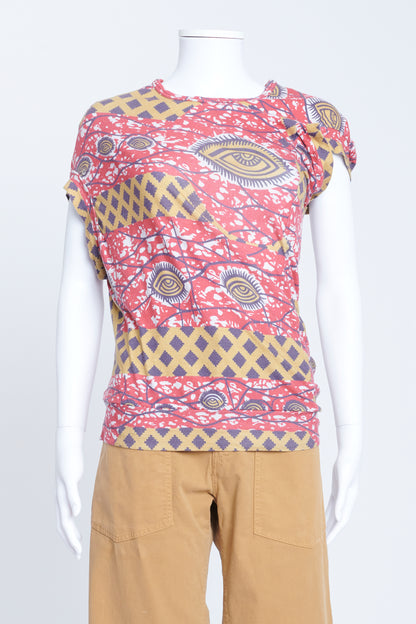 Red Cotton Jersey Top With Eye Print