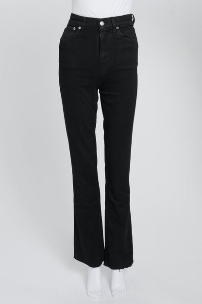 Black Denim High-Waist Straight Leg Jeans