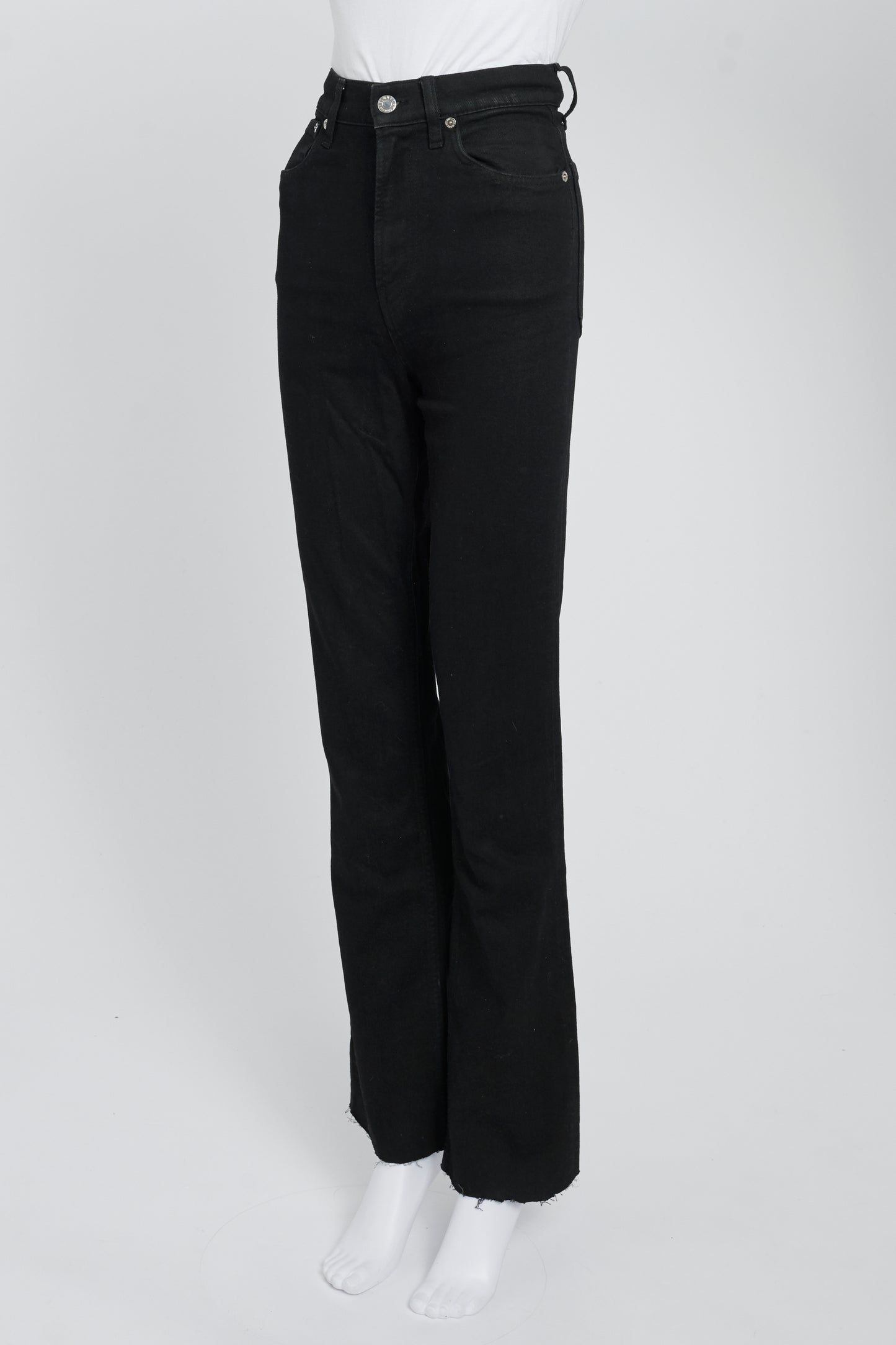 Black Denim High-Waist Straight Leg Jeans