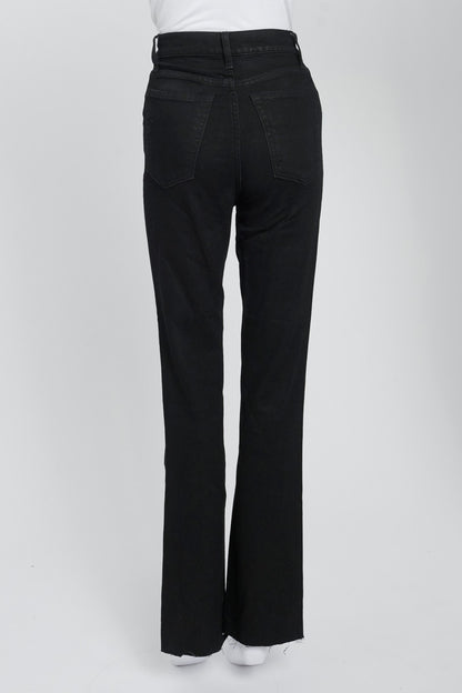 Black Denim High-Waist Straight Leg Jeans