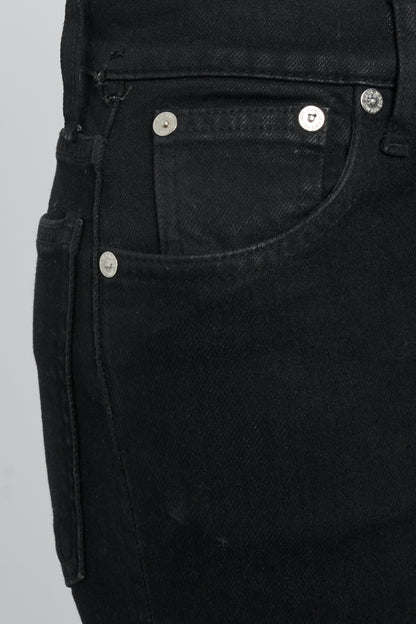 Black Denim High-Waist Straight Leg Jeans