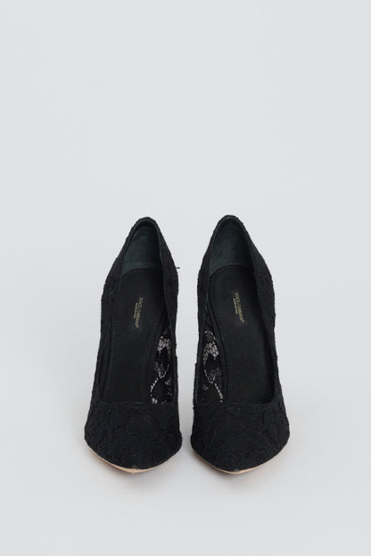 Black Lace Preowned Court Shoes