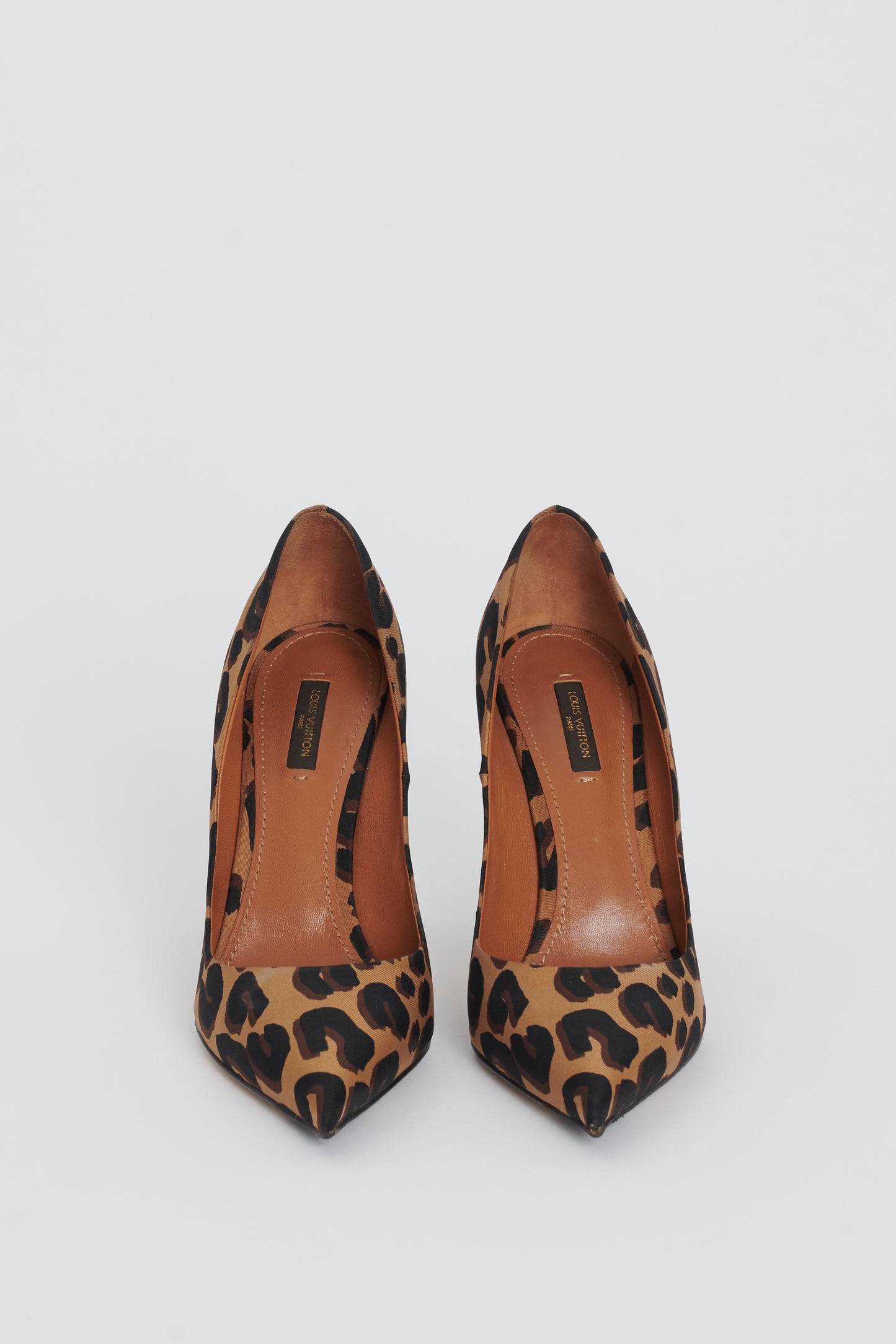 Brown Leopard Print Preowned Court Shoe With Gold Hardware
