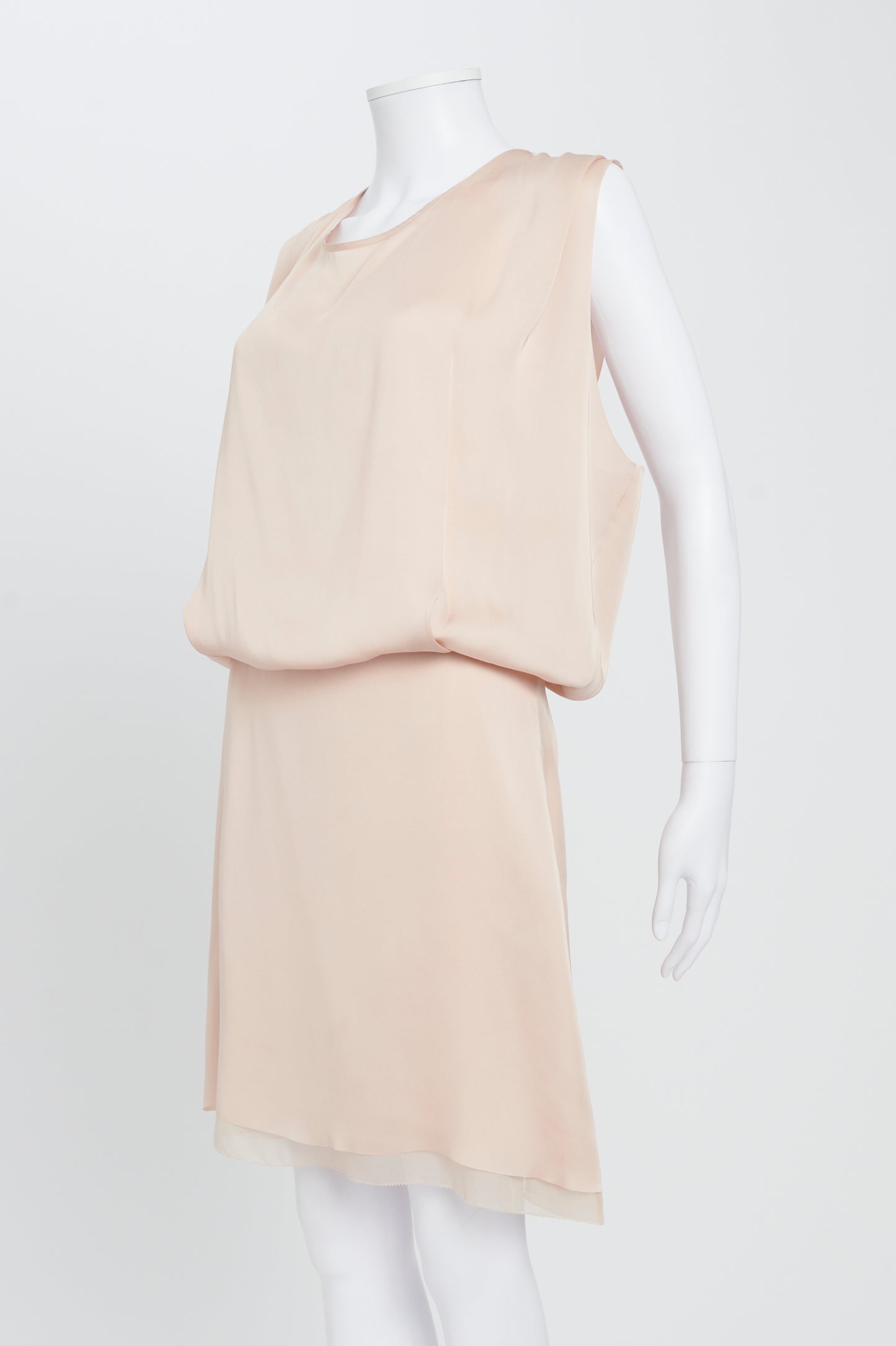 Blush Pink Silk Sleeveless Draped Dress